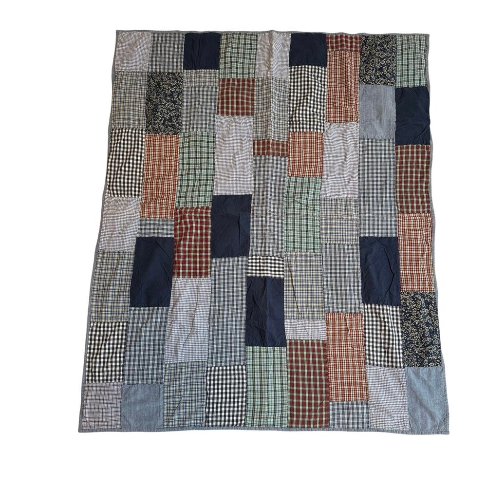 DII Y2K VTG Patchwork Panel Cotton Quilt Throw Blanket Farmhouse Cottagecore